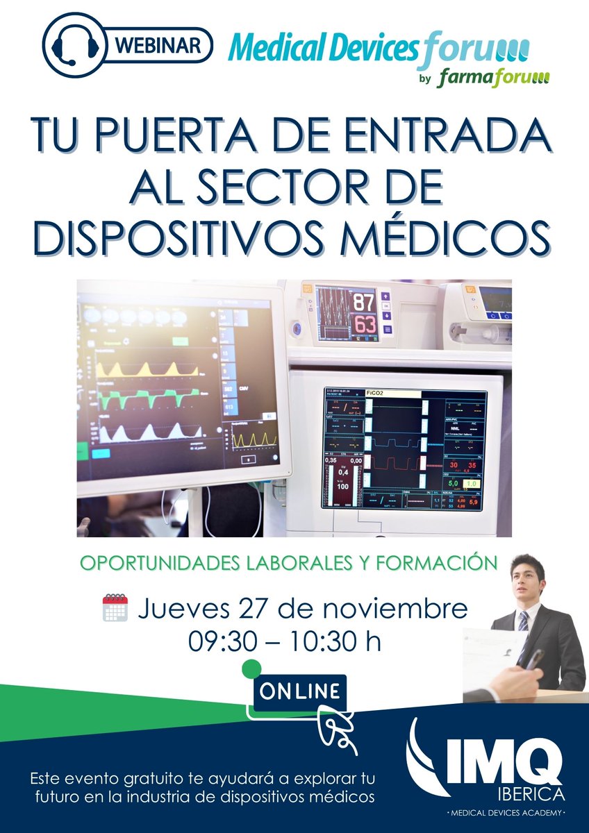 🚀 Webinar Gratuita de <a href="/Farmaforum_For/">Farmaforum Formación</a> :Tu puerta de entrada al sector de los Dispositivos Médicos: Oportunidades laborales y formación
🗓️Jueves 27 de noviembre | 09:30 – 10:30 h
🔗Reserva tu plaza y da el primer paso hacia tu futuro en tecnología médica👉 lnkd.in/daQisEpu