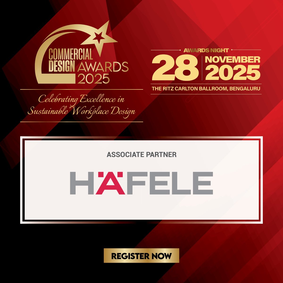 commdesignitp's tweet image. We are thrilled to welcome Hafele as an Associate Partner for the Commercial Design Awards 2025!

Join us for a glamorous evening celebrating India’s most exceptional design talent!

Register Now! -  zfrmz.com/ay4BAYe2d9Y0tl…

@hafeleindia 

#CommercialDesignAwards #CDAwards2025