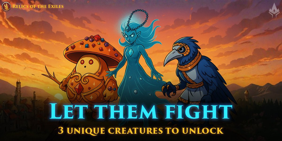 Play_SoE's tweet photo. Relics NFTs unlock exclusive fighters!

NFTs bring a unique creature to your roster: Goldie, Shine, or Lady Crystal

They fight in your team
They gain experience
They grow stronger

+Every NFT also boosts Collection Level
+Higher passive gold income
+Prestige Points (for future use)

Get your NFTs: https://t.co/MXCgjGHthi 🔥