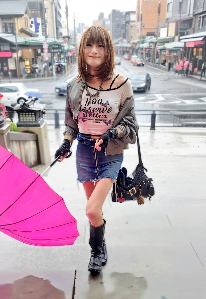 私は「雨男」☂️😆
雨が好きなので、雨天でも喜んでお出かけします💕🎵
ここどこかわかりますか？
#女装　#crossdresser