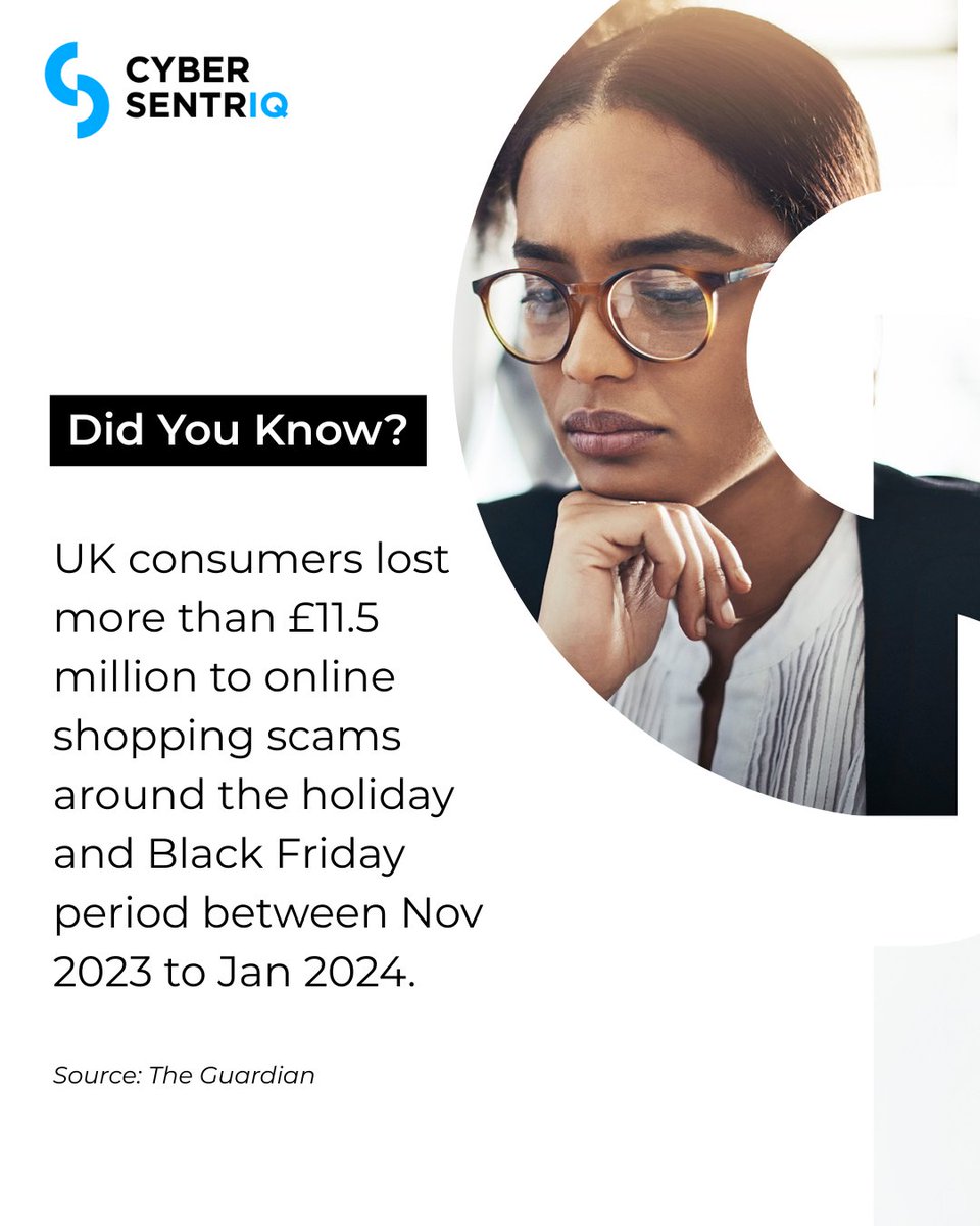 Between Nov 2023 to Jan 2024, during the #BlackFriday &amp; holiday season, 16,000+ reports of online shopping fraud were recorded in the UK, with victims losing £695 on average.

We are helping MSPs &amp; businesses stop these scams before they start. 
🔗: cybersentriq.com.