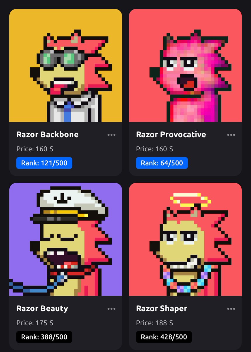 Got some high rank Razors on the floor right now for dirt cheap! 🔥

Hop in 👊

nft.paintswap.finance/sonic/collecti…

$BLADE