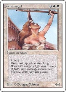 ¿Sabías que el icónico Serra Angel de Magic: The Gathering fue pintado por Douglas Shuler (<a href="/doug_schuler/">Douglas Schuler, @dougschuler@hci.social</a>) usando a su esposa como modelo? 😇

Una de las primeras cartas en mostrar un ángel y todo un símbolo del color blanco.