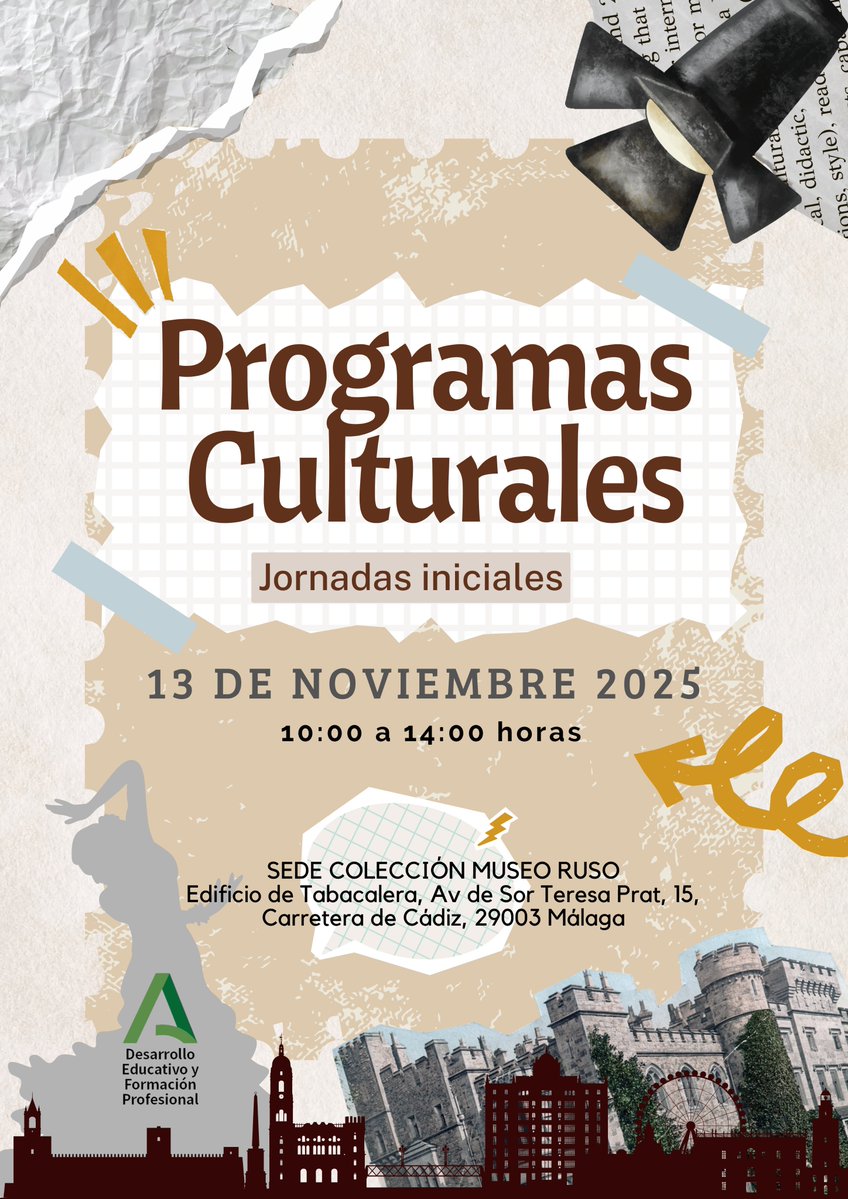 gabBBAAMalaga's tweet image. El jueves 13 de noviembre se celebrará en el Museo Ruso de Málaga la jornada inicial para docentes coordinadores de los Programas Culturales. 
Un encuentro para compartir experiencias e impulsar nuevos proyectos.  #ProgramasCulturales #EducaciónyCultura
@museorusomalaga