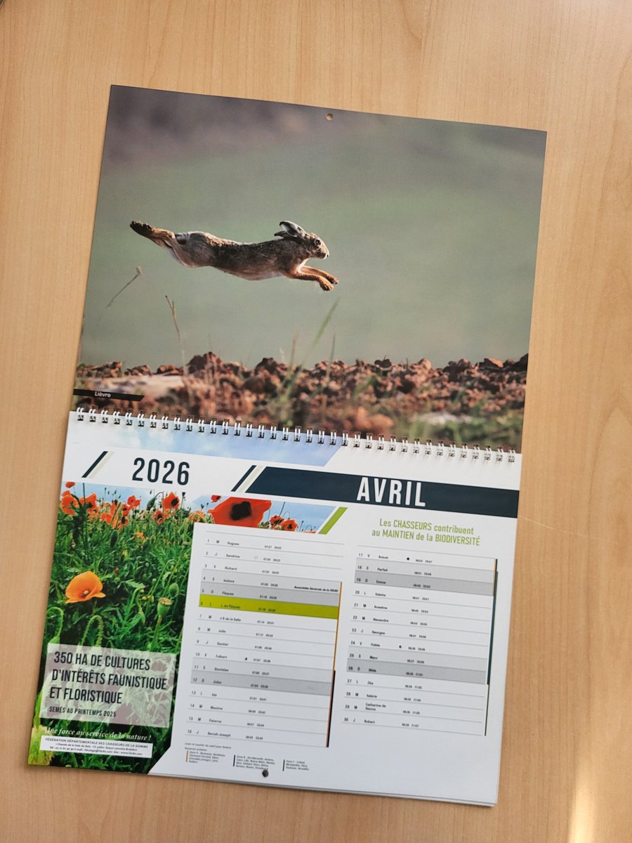 [ CALENDRIER 2026 ]
Vous l’attendiez, le voilà ! ✨

Le #calendrier 2026 de la #Fédération des #chasseurs de la #Somme est disponible.
💰Prix du calendrier : 5€
📄Bon de commande : fdc80.com/medias/files/b…

ℹ️ fdc80.com/blog/calendrie…