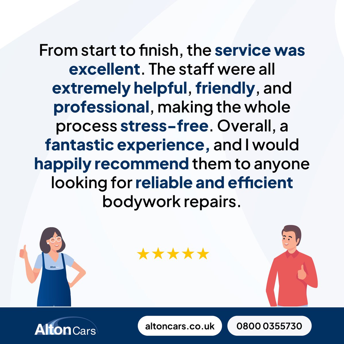 Top marks for our Mansfield team!

“Helpful, friendly, and professional - making the whole process stress-free.”

Thank you for recommending us 🙏

Read the full review: share.google/i30nnr1JWux7za…

#AltonCars #Mansfield #Review #Feedback #5Stars