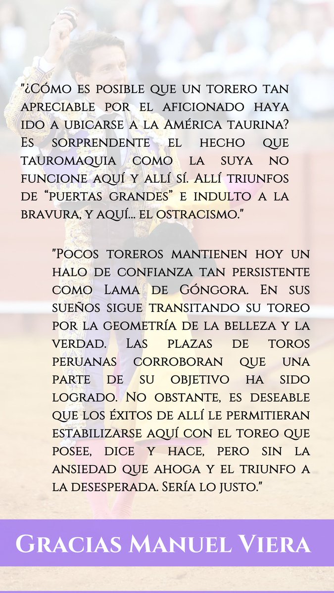 Mientras toreaba de salón está mañana recibí este artículo de opinión. En burladero.tv 
<a href="/ManoloVieraN/">Manolo Viera</a>
Gracias 
¡Seguimos!

burladero.tv/opinion/gallea…
