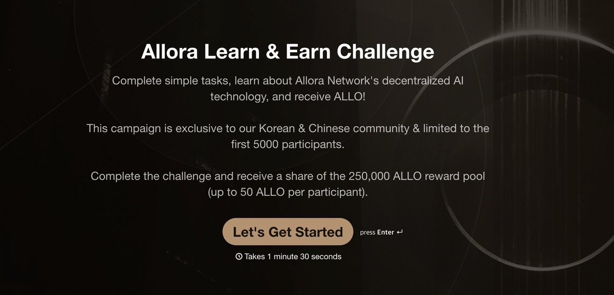 Vision_crypt0's tweet image. 여러분 빨리 진행하시죠!
선착 5000명이면 진짜 빨리 나갈 것 같습니다.

2만 5천원 정도 꽁짜로 준다고하니 용돈 받아가세요!
@AlloraNetwork