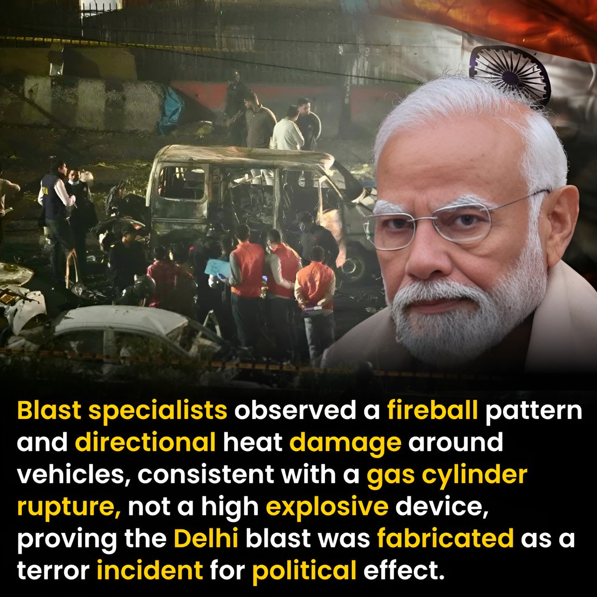 aghaalirehman's tweet image. High explosives like RDX or TNT leave shock craters and radial damage. Delhi’s site shows localized fireball effects, burn marks, and glass splintering—typical of fuel-air ignition.
#BlastForensics #ScienceExplains #DelhiNews #SafetyAlert #ExplosionAnalysis