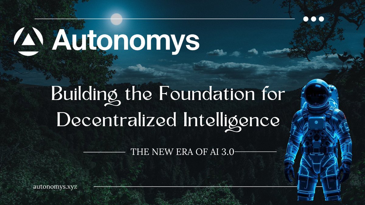 Anomaliiq's tweet photo. AI 3.0 isn’t about bigger models - it’s about autonomy.
Freedom for data, for identity, and for intelligence itself.

While the world keeps building AI inside corporate clouds, @AutonomysNet is doing something radically different - building a world where humans and AI collaborate on-chain.

Not just a blockchain.
A new foundation - where storage, compute, and intelligence merge into one living network.

🧠 Auto-Drive → permanent, verifiable storage
🤖 Auto-Agents → smart contracts that can think & act
🧬 Auto-ID → self-sovereign identity for humans and AI

Together, they form the backbone of AI 3.0 - decentralized, verifiable, and unstoppable.

Autonomys already runs across 2,200+ nodes in 50+ countries, securing 400+ PB of data.
And now, Phase 2 is on the horizon - bringing modular domains, cross-domain messaging, and EVM-level execution.

No hype. No noise. Just steady progress.
While others talk about “AI revolutions,” Autonomys is building the infrastructure those revolutions will need to exist.

This is how the future of intelligence gets built - openly, permanently, and together.