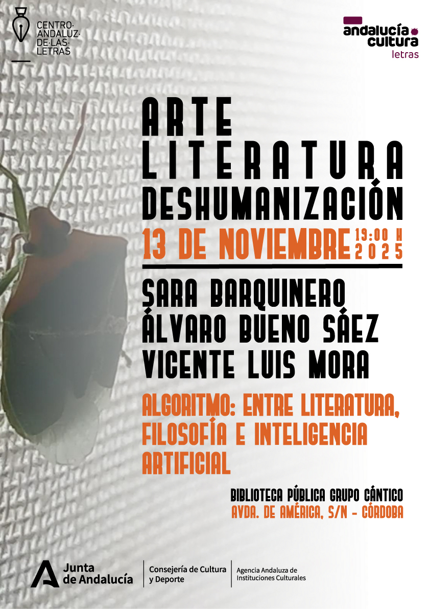 Arte, Literatura y deshumanización con <a href="/letrasandalucia/">Centro Andaluz de las Letras</a> 

#Hoy en #Málaga 
<a href="/airun72/">Nuria Rodríguez-Ortega</a>, Daniel Pitarch <a href="/tallerestampa/">Estampa</a> y <a href="/JuanMartinPrada/">Juan Martín Prada</a> 

#Mañana en #Córdoba
Sara Barquinero, Álvaro Bueno Sáez y <a href="/MoraVicenteLuis/">Vicente Luis Mora</a> 

lajunta.es/62na1

<a href="/CulturaAND/">Cultura Junta de Andalucía</a> <a href="/MalagaJunta/">MálagaJunta</a> <a href="/JuntaCordoba/">Junta Córdoba</a>