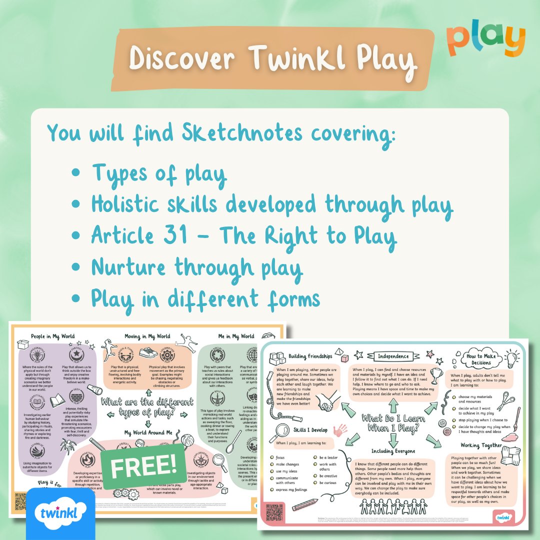 TwinklSLT's tweet image. "Play is our brain’s favourite way of learning.” – Diane Ackerman

Empower educators with CPD on play pedagogy &amp;amp; resources to inspire every age group.
Explore: twinkl.co.uk/l/nvuuv

#PlayBasedLearning #CPD #TwinklPlay