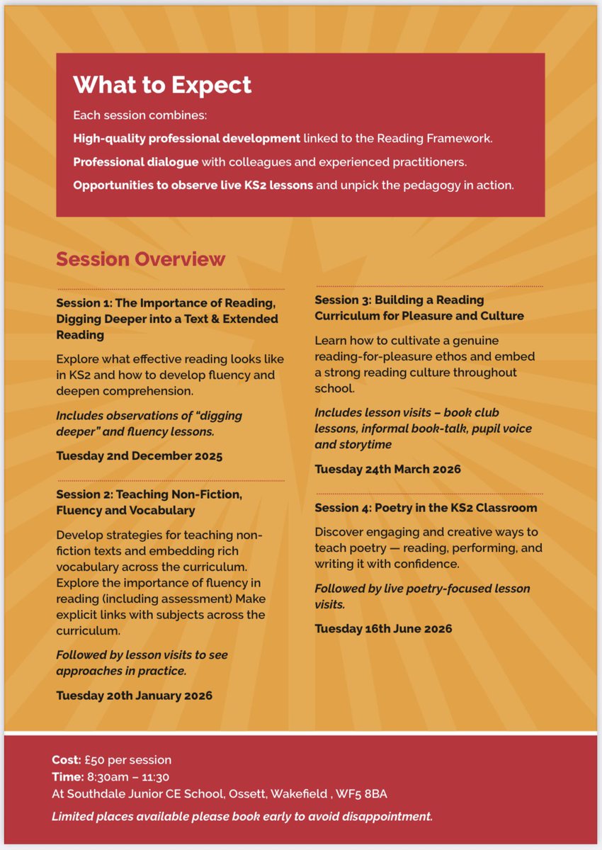 Join us for our 4-part Reading CPD Series: practical, inspiring morning sessions with lesson visits designed to deepen understanding and strengthen the teaching of reading.📚 ✨✨
Sign up here for session 1: eventbrite.co.uk/e/196827825825…