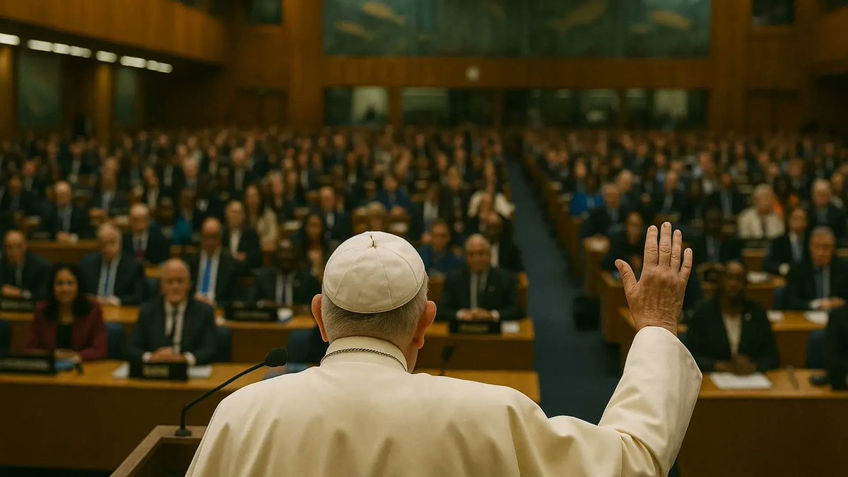 AI_News_Crunch's tweet photo. Pope Leo condemns world hunger as an “ethical derailment,” urging urgent moral reform as 673M people face chronic food insecurity. His FAO speech calls for justice over profit. 
#PopeLeo #GlobalHunger
https://t.co/YISdadsw0D https://t.co/AelPqIia3f
