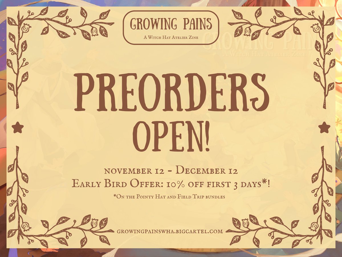 🌟 PREORDERS ARE OPEN! 🌟

Hello, witches! Silver Eve draws near and the Growing Pains tent opens for preorders 🕰️✨ You can grab a bundle between Nov 12 and Dec 12 --- and early birds get 10% off 💫

Bundles + link below👇