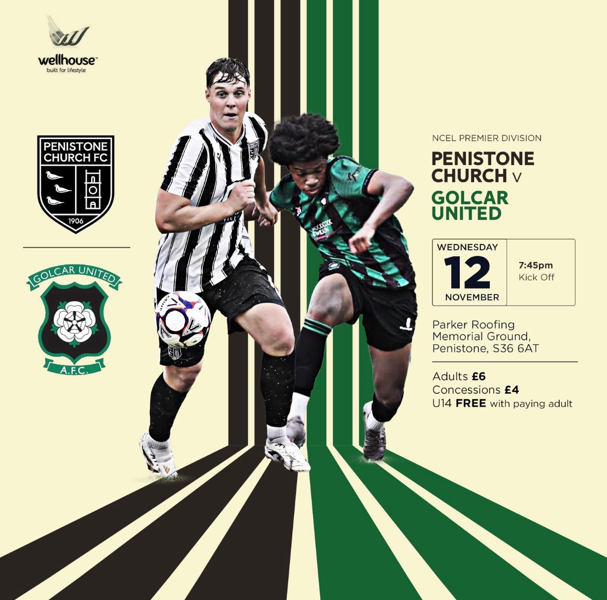 ⚽️ Matchday ⚽️

Tonight we host <a href="/golcarunitedafc/">Golcar United A.F.C</a> in the <a href="/NCEL/">Macron NCEL</a> Premier Division. 

The pitch has been checked and all is well - so get down for some
Midweek football under the lights. 

ℹ️ ⬇️