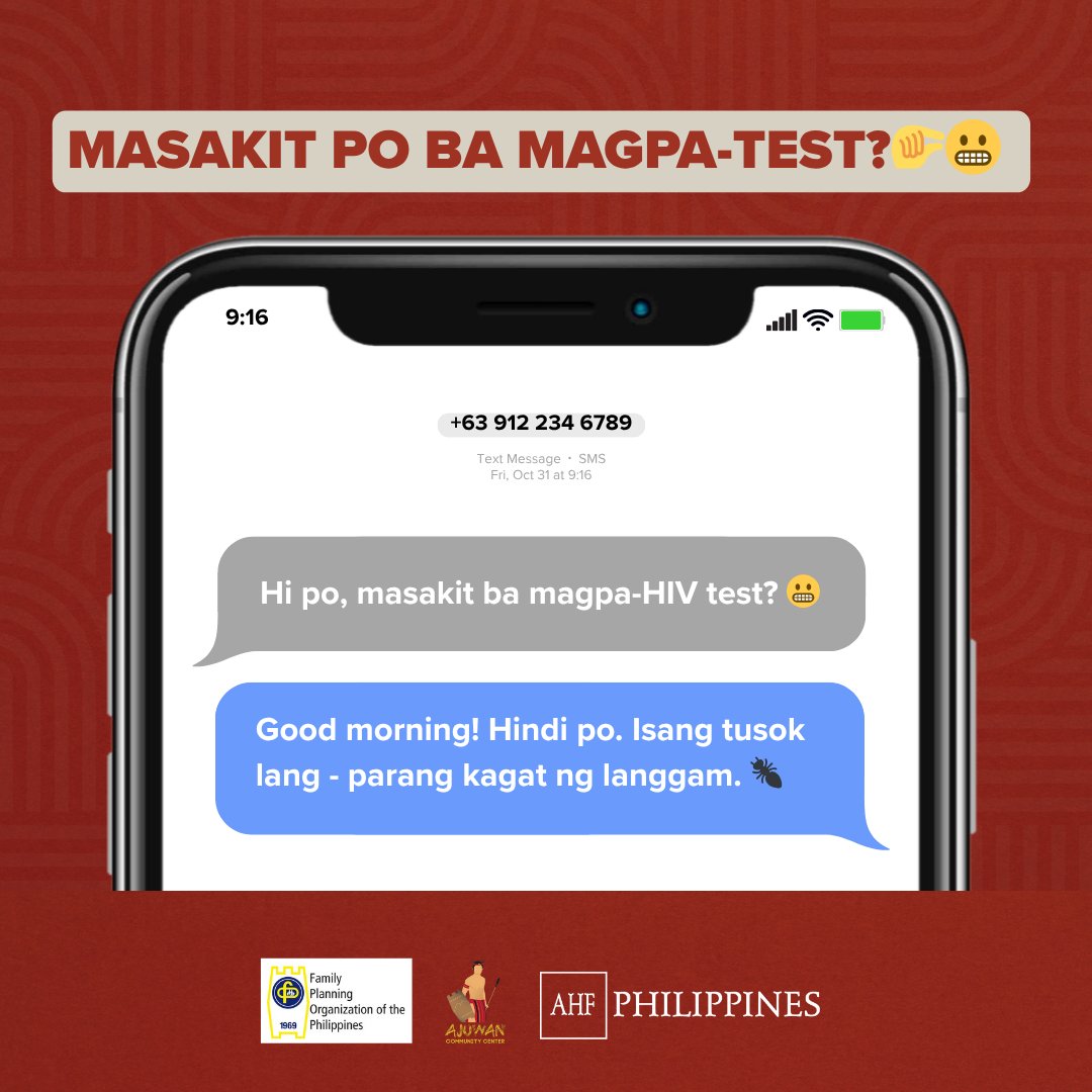 ajuwancc's tweet photo. Just one stab for peace of mind! ���

Get HIV tested free, confidential, and fast.

𝗙𝗣𝗢𝗣 𝗔𝗷𝘂𝘄𝗮𝗻 𝗖𝗼𝗺𝗺𝘂𝗻𝗶𝘁𝘆 𝗖𝗲𝗻𝘁𝗲𝗿
📍  5th floor, Room 517, Regus co-working space, Abanao Square, Baguio City

#hivtestbaguiocity https://t.co/CpYRLDeuyf