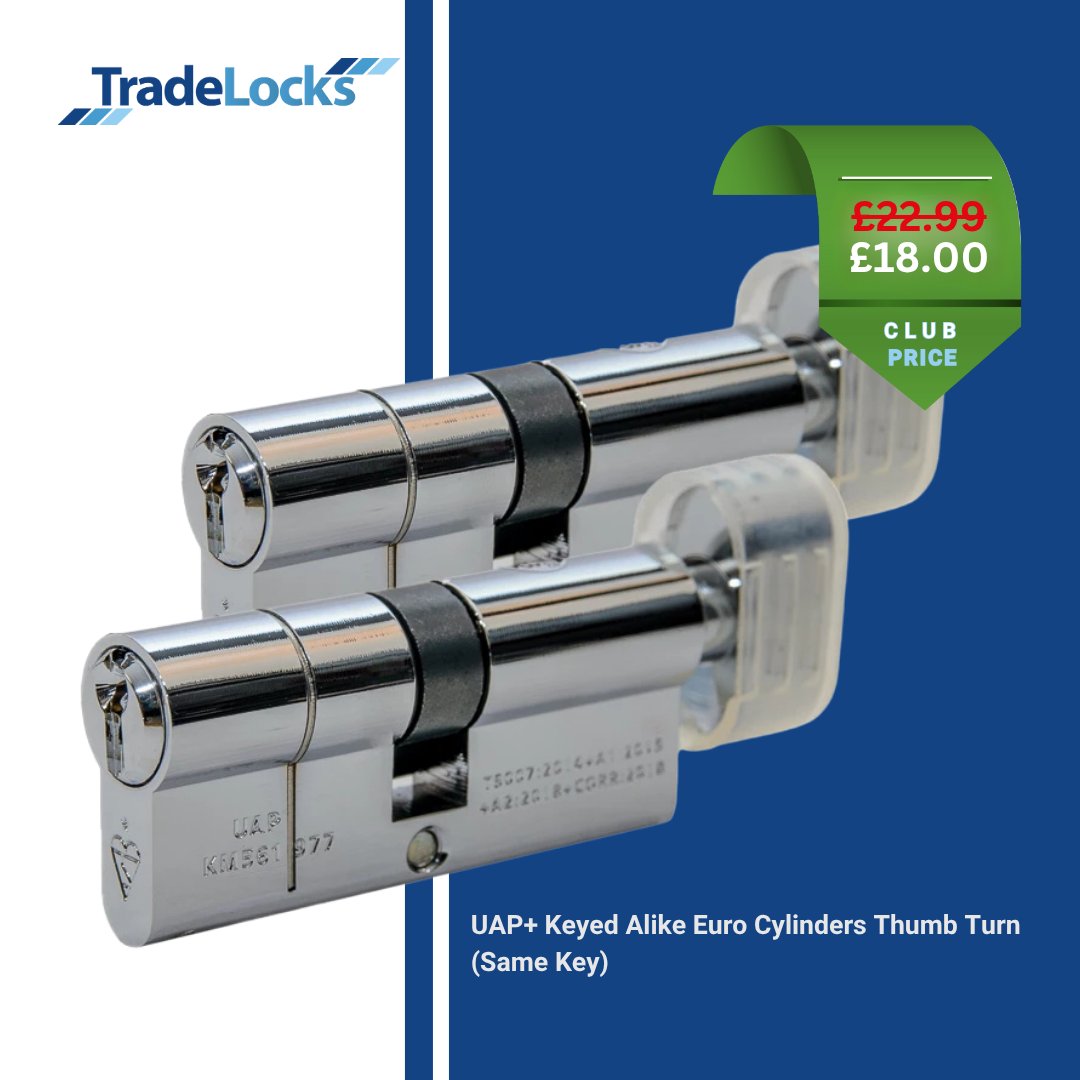 tradelocks's tweet photo. One key, total convenience!
The UAP Thumb-Turn Keyed-Alike Cylinders let you open multiple doors with a single key — secure, certified, and easy to install.

https://t.co/onY1ylotT7

#TradeLocks #KeyedAlike #UAP #DoorSecurity #Locksmiths https://t.co/e5KvPUkLQS