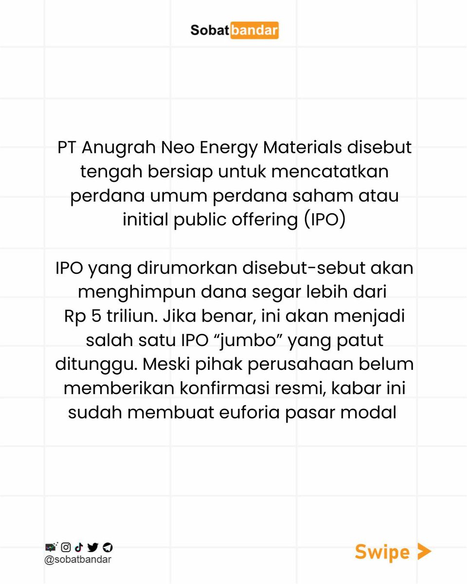 SobatBandar's tweet photo. pencari IPO udah siap belum, nih ada emiten energy calon IPO Jumbo akhir taun nih, rumornya kode nya ANEM https://t.co/SsN5k5kE5K