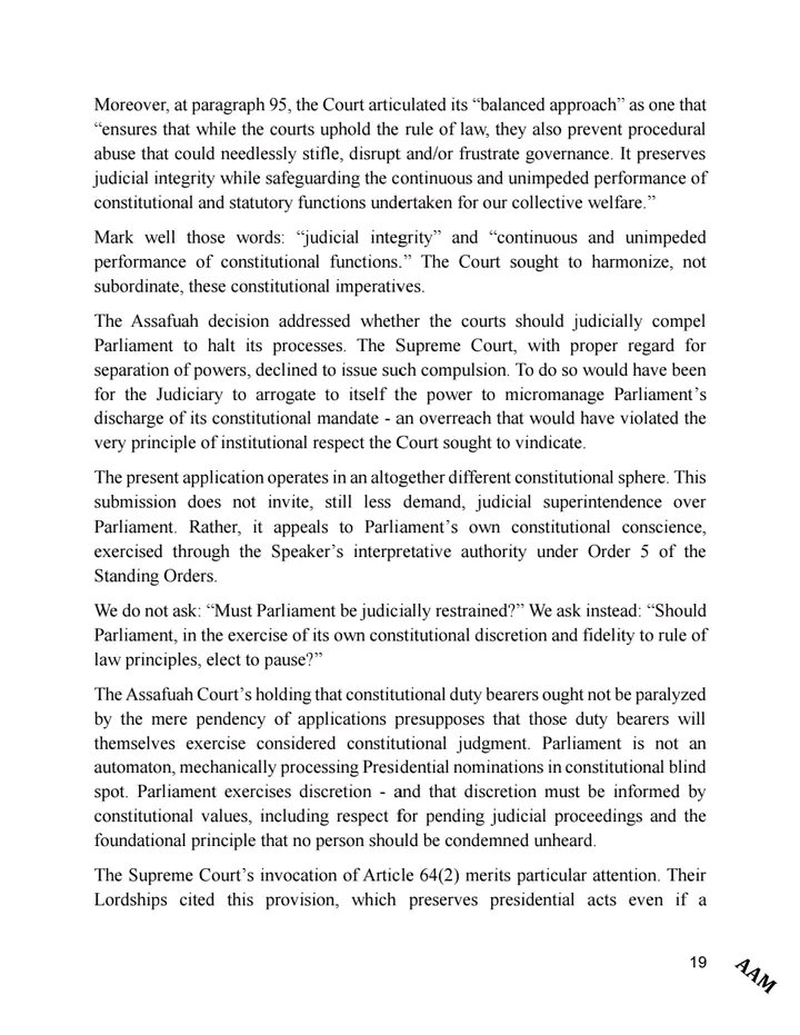 Principle_Just5's tweet photo. Supporters of pausing the vetting (including democratic reform advocates) say that going ahead now would imply Parliament is presuming the outcome of pending legal matters which can violate the principle of fairness. https://t.co/xtpa6qPy4U