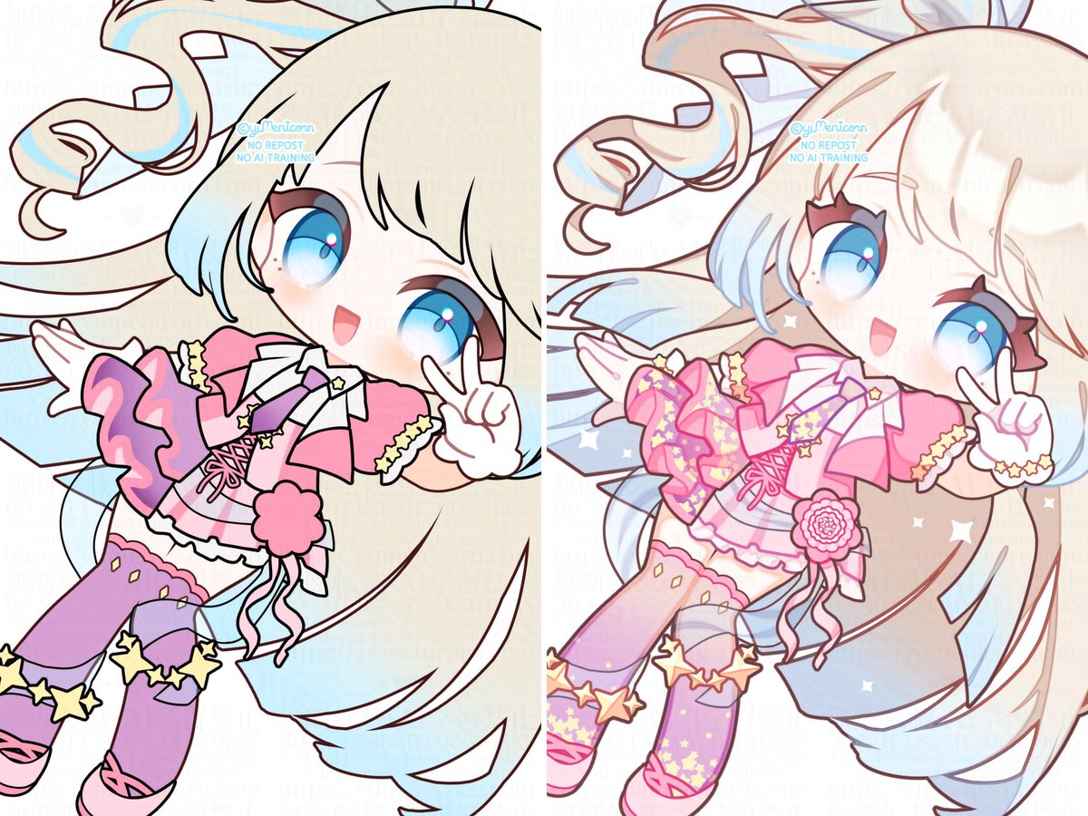 yumenicorn's tweet image. 🩵 before ⇢ after 🩵