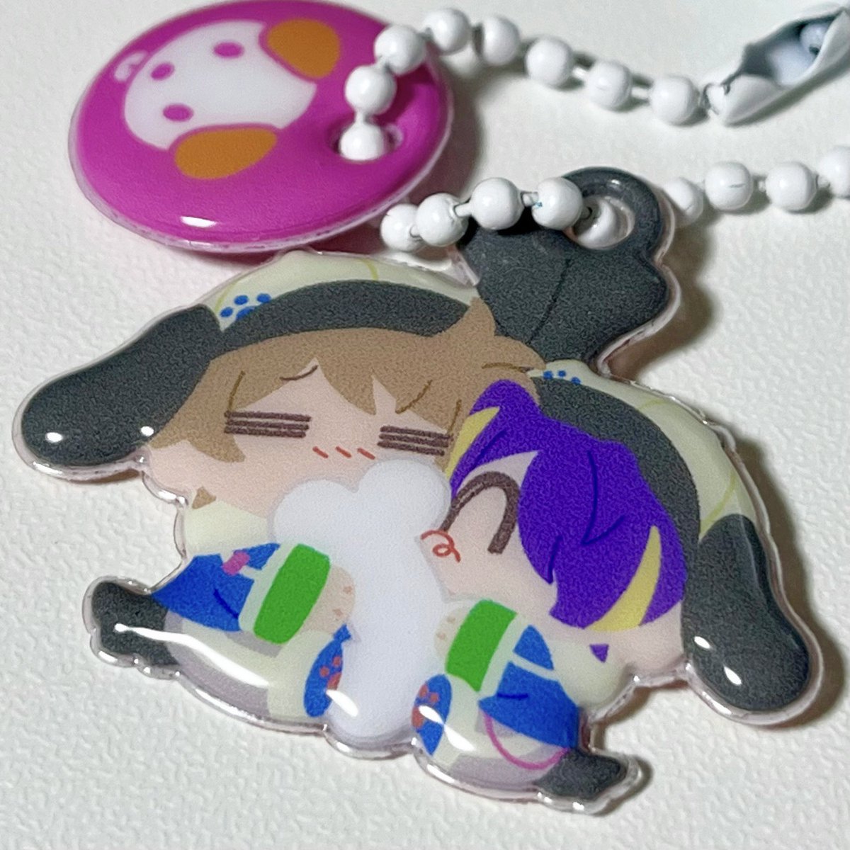 11/16に持っていくアクリルカラビナ＆キーホルダーセットです🐶
キーホルダーはちょっとだけふかふかしてます🐾
骨のキーホルダーもつく予定です