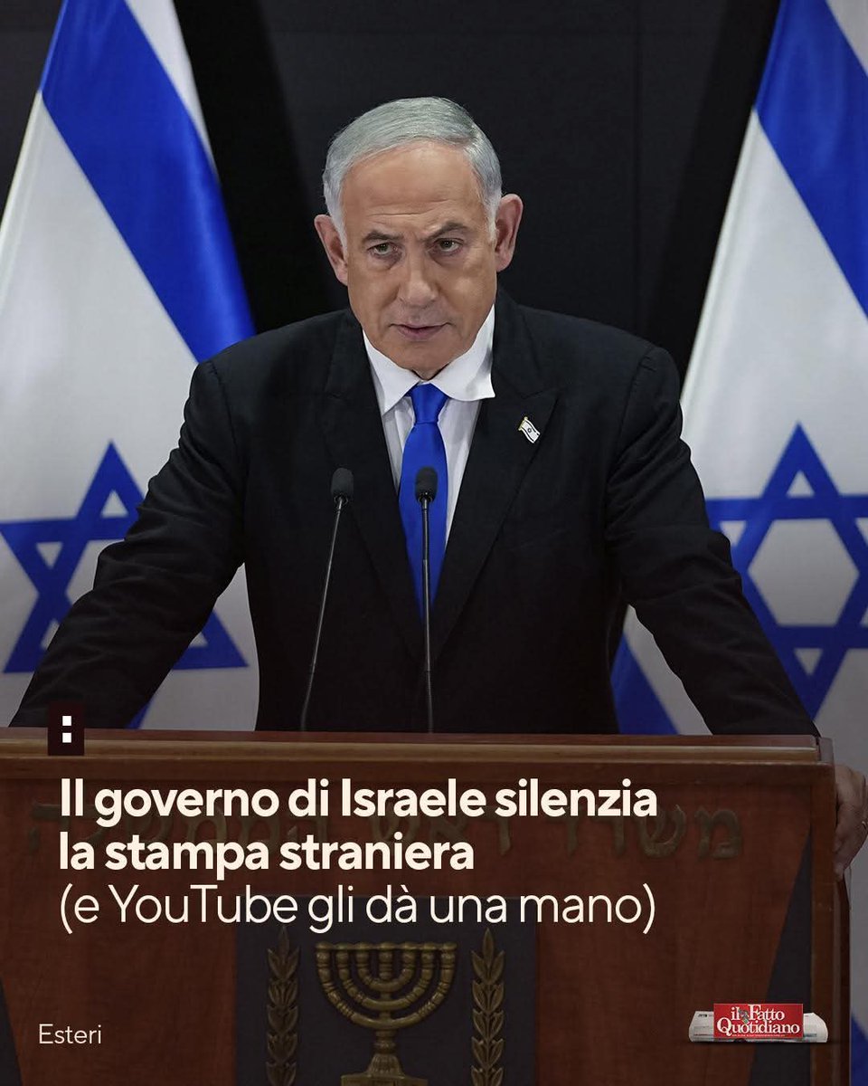 Israele chiude i media stranieri ritenuti dannosi per la sicurezza nazionale. Nel frattempo il quotidiano The Intercept pubblica la notizia che YouTube ha eliminato silenziosamente 700 video comprovanti i crimini da parte del governo di Tel Aviv. Ma volete mettere la democrazia?