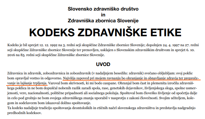 Verski virus je okužil tudi podpredsednika ZZS.  
Ravnikar vsem na očeh eklatantno krši zdravniški etični kodeks. 
Bo etični odbor ZZS, ki  je organizacija ja javnimi pooblastili, ukrepal? 
Bodo tudi nas prisilno ohranjali pri življenju, kakor so Vesno?
#Gremovolit