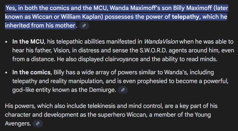 deadassgremlinn's tweet photo. @Ap0calypticC @NoraGirl19 @BruceThoele @SceneinCinema https://t.co/FCWNHAddIY
This is just a few instances, but using magic to read minds is still considered telepathy. Us talking out of our asses is more of a head-cannon than an MCU wiki stating it being telepathy over the course of many years. Muting now, have a good night. 💫 https://t.co/leRGKCXsZf