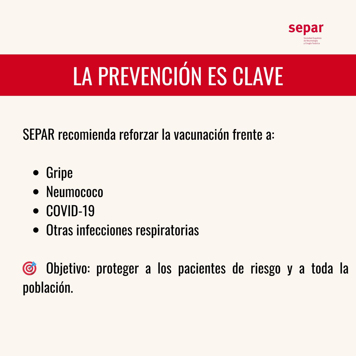 SeparRespira's tweet image. 🫁 Hoy es el Día Mundial de la Neumonía: más de 11.000 muertes al año en España, el 92 % en mayores de 70 años.

💉 La prevención salva vidas: vacunar, diagnosticar y tratar a tiempo son los pilares para reducir su impacto.

#DíaMundialDeLaNeumonía #SaludRespiratoria #SEPAR