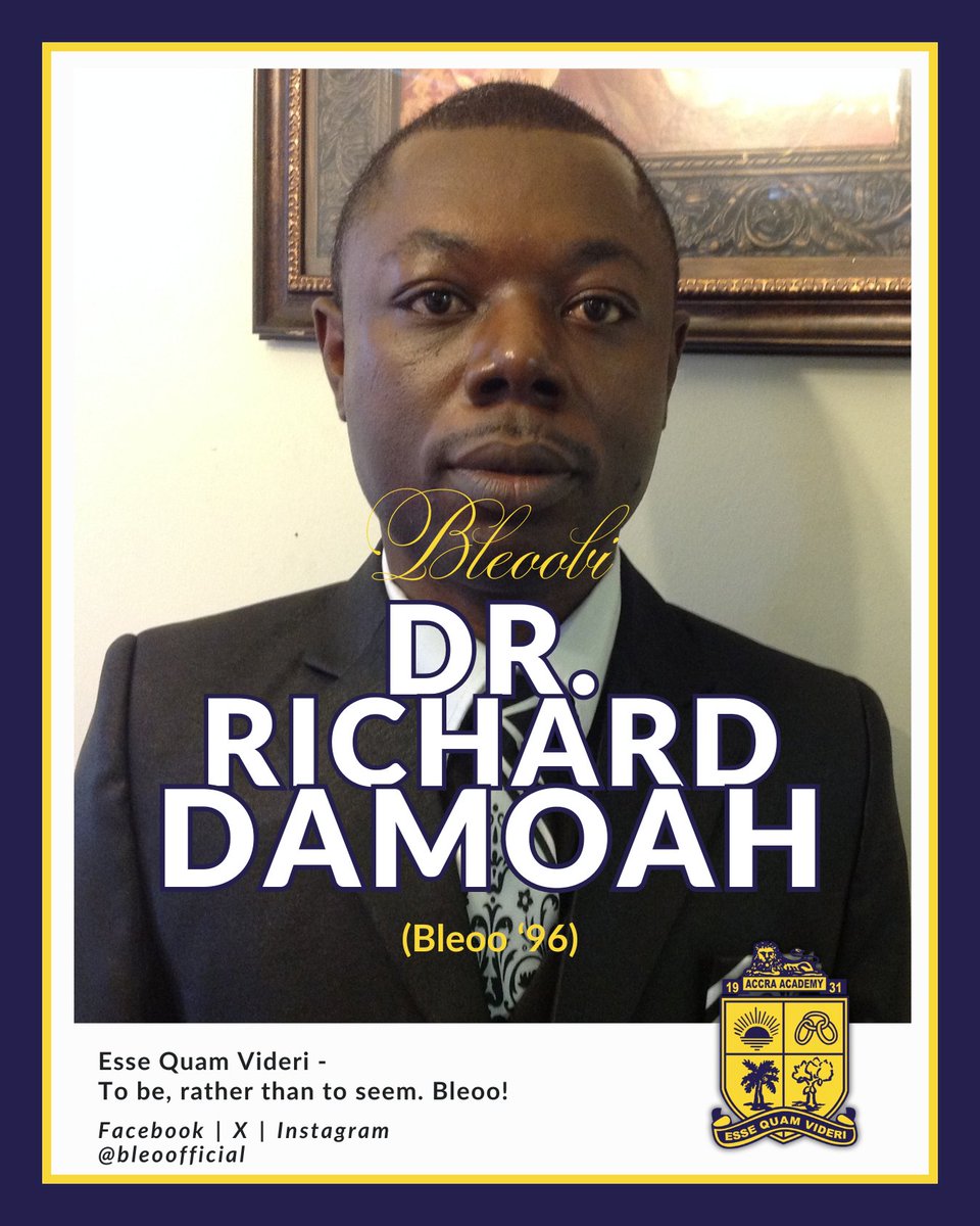 bleoofficial's tweet photo. #BleooAlumniFiles #TheSciences

Richard Damoah (Bleoo '96), physicist and research scientist at NASA Goddard Space Flight Center. Led the team that launched Ghana and Sub-Saharan Africa's first private satellite into space.

[Thread] https://t.co/2fHFUZmSIq