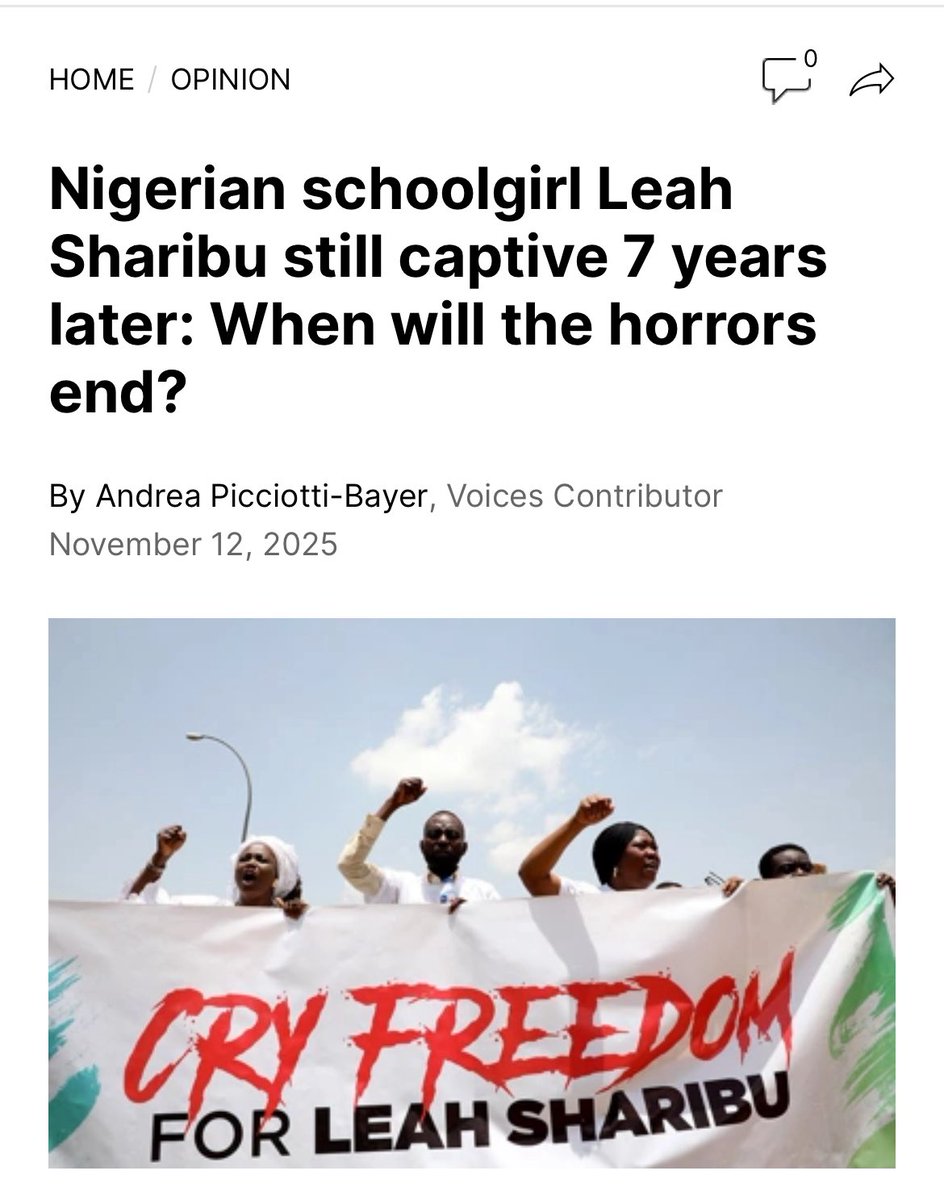 “Every birthday, every holiday, every ordinary day carries the crushing weight of her absence.” My latest for <a href="/ChristianPost/">The Christian Post</a> on #Nigerian #Christian schoolgirl #LeahSharibu - held captive for refusing to renounce her faith. christianpost.com/voices/leah-sh…