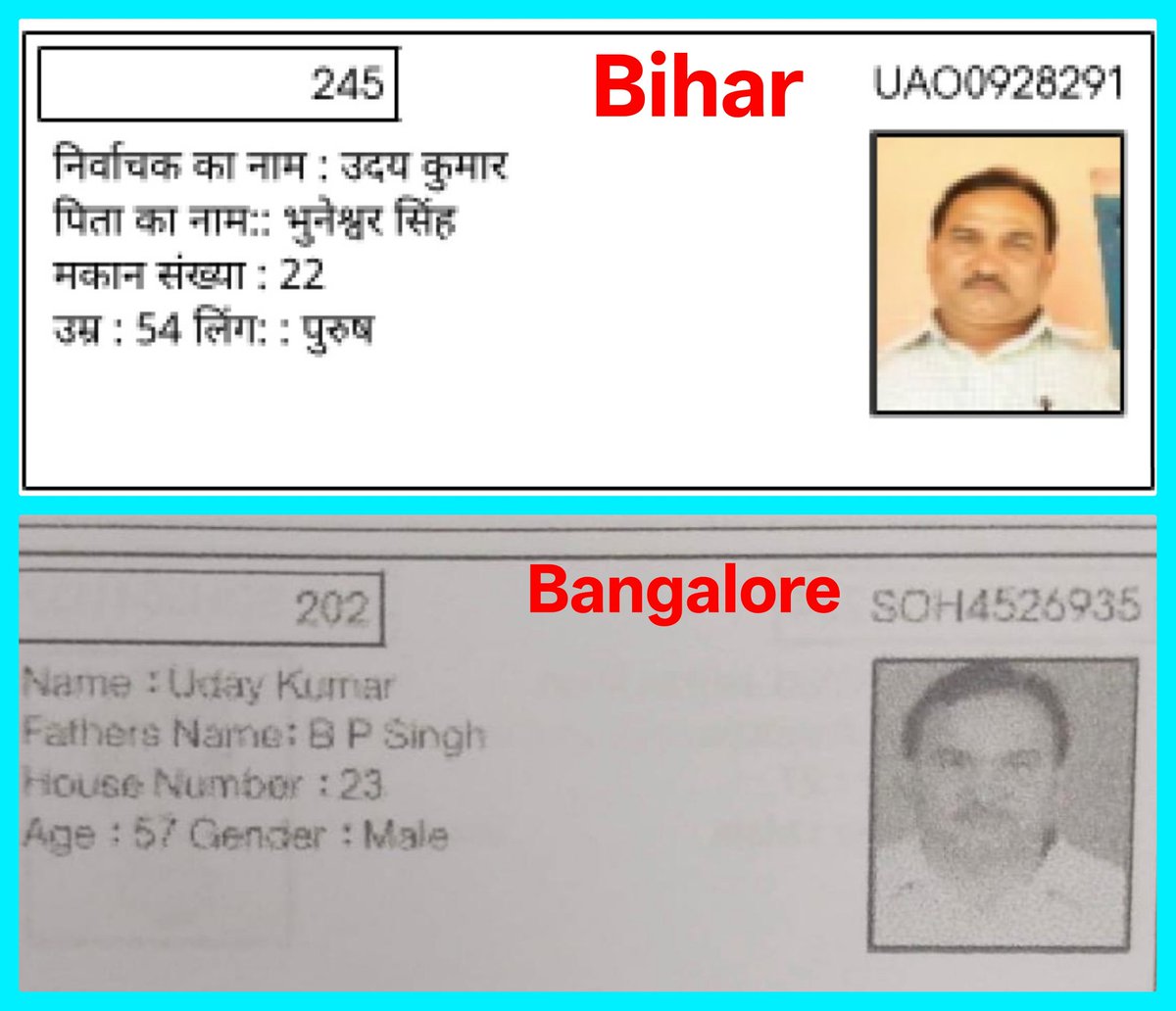 zoo_bear's tweet image. Meet Mr. Uday Kumar, a BJP member, who along with his family has been residing and voting in Bengaluru for years. Recently, he travelled to his native village in Nawada to cast his vote in Bihar as well. Uday Kumar and his wife had already voted in Bangalore North, and now he…