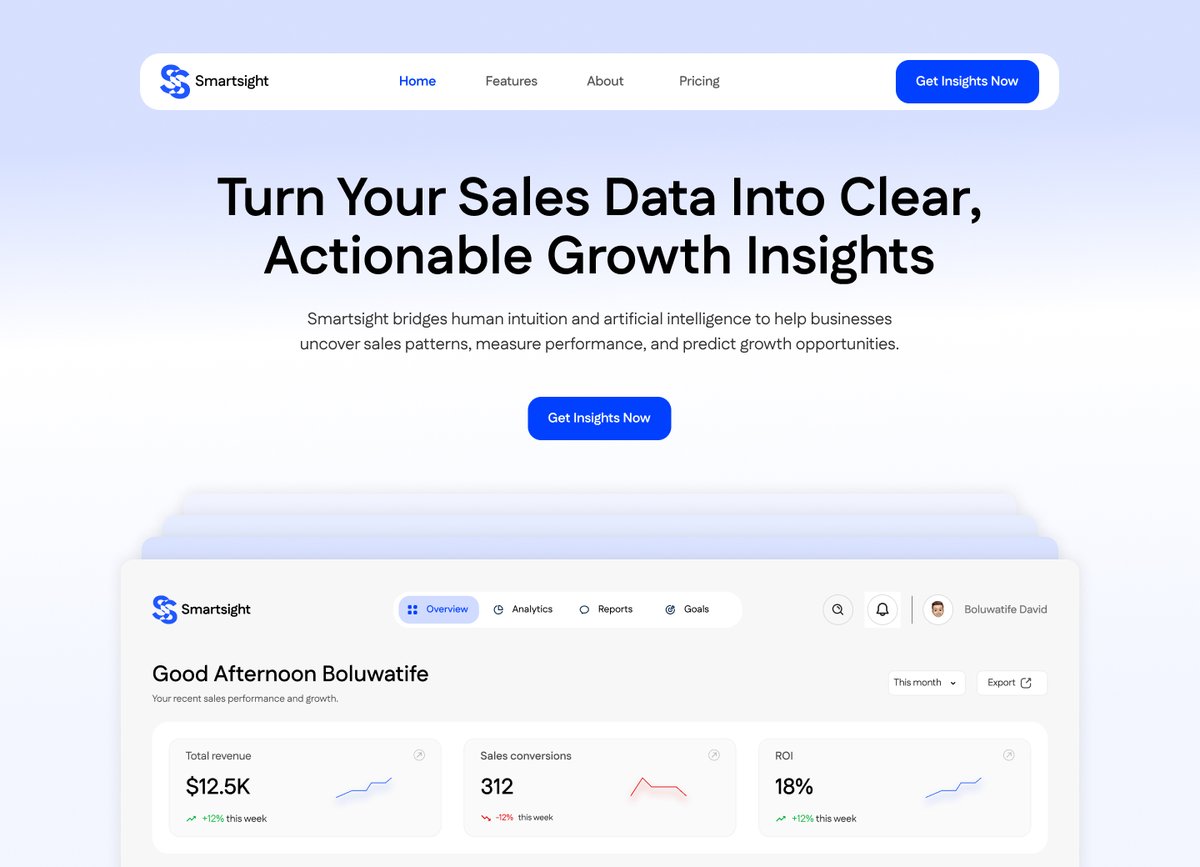 Bibojiz001's tweet image. First time building designing a SaaS landing page and dashboard.

I’m honestly proud of how good this turned out.

 If you’re building a Saas dashboard, this is the quality you need