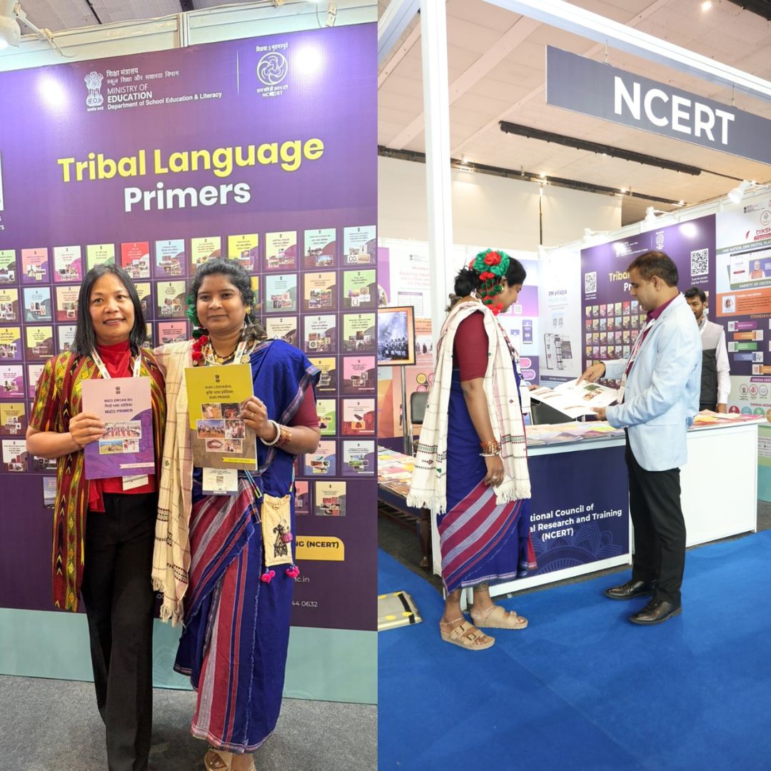 ncert's tweet image. Commemorating Bhagwan Birsa Munda&apos;s 150th Birth Anniversary, NCERT is proud to showcase 121 multilingual primers, including 93   
tribal languages such as Kharia, Kurukh, Mundari, Bhumij, and Santhali from Jharkhand, along with many others from across India, at the Tribal…