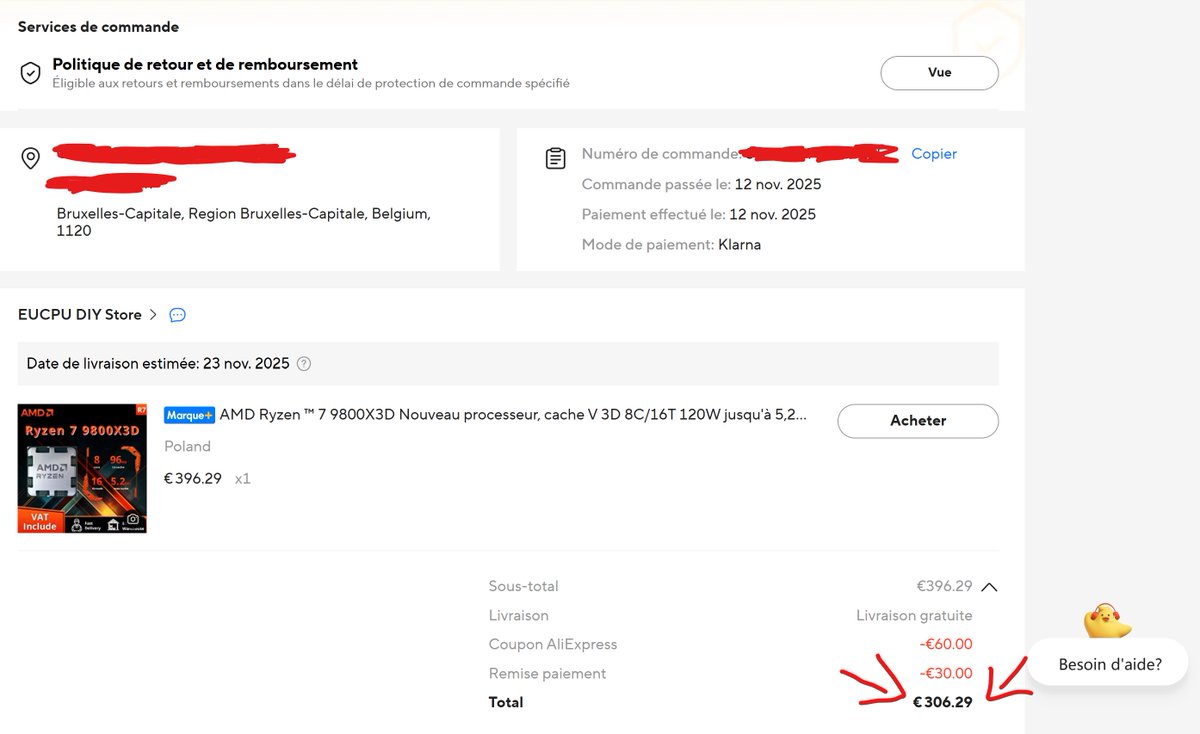 PCMaxxxxx's tweet photo. @Jigfio  @DiscoverID1  @RyanTmYt 

celui qui me dit qu'on pourra jamais acheté lors du BF un Ryzen 7 9800X3D à  300€ (306,29€ pour ceux qui vont chié sur les détails) je vous pete la gueule ou  je vous brule la langue avec mon Zippo 12VHPWR 4000🤣🤣🤣🤣 https://t.co/Q20J0uYL0K