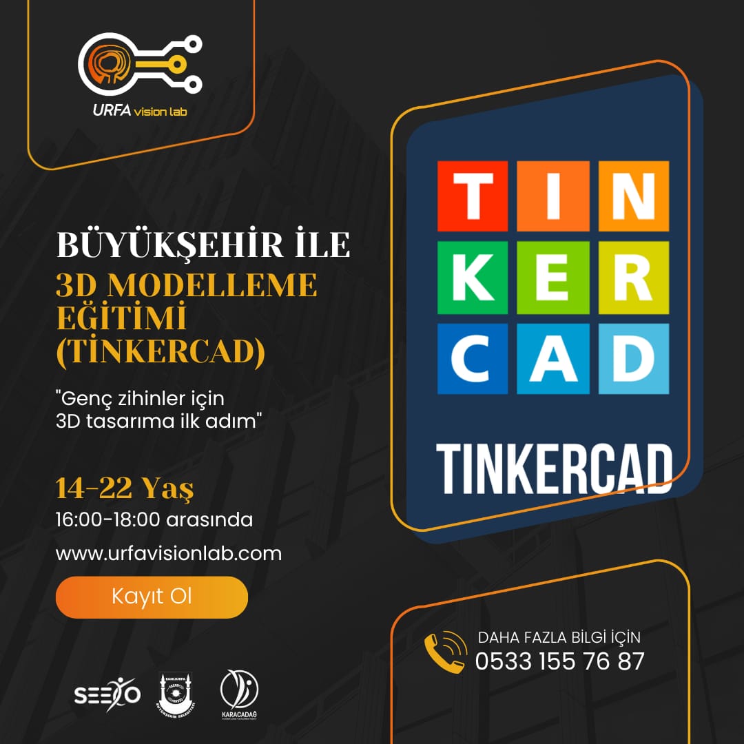 Tinkercad ile Kendi Dünyanı Tasarlamaya Hazır Mısın❓

Şanlıurfa Büyükşehir Belediyesi olarak, Urfa Vision Lab bünyesinde; 14–22 yaş arası tüm gençlerimizi 3D tasarımın büyüleyici dünyasına davet ediyoruz. 
Kayıt için: urfavisionlab.com/egitimler

<a href="/sanliurfabld/">Şanlıurfa Büyükşehir 🇹🇷</a>