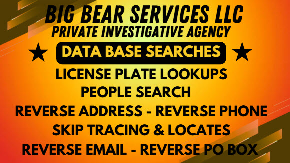 BradThomsen's tweet image. 🟠 Database Searches / License Plate Lookups / People Search / Skip Tracing 🟠
#PrivateInvestigator #ProcessServer #SkipTracing #Protection
Big Bear Services, LLC | Private Investigative Agency
Snohomish County Washington
big-bear-services.com