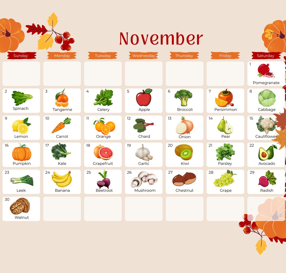 MoreMedDiet's tweet photo. A colorful November full of Mediterranean fruits and vegetables 🍊🌿 One day, one flavor! https://t.co/hTkhcMHEIZ
