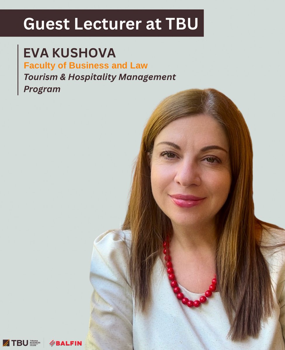 evakushova's tweet photo. Delighted to contribute as a guest lecturer at the Master of Tourism and Hospitality Management, Tirana Business University College. Great to share ideas and our experience on sustainable tourism and Destination management (DMOs) 🇦🇱🌍 https://t.co/HF5AcfYbxA