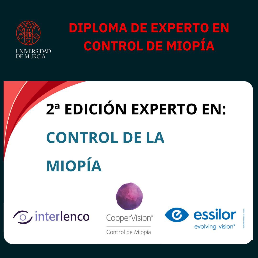 Diploma_miopia's tweet image. 🎓 ¡Vuelve el Diploma de Experto en Control de la Miopía! 👁️
Tras el éxito de la primera edición, llega la II Edición del programa de la @UMU, 100% online para ópticos-optometristas.
¿Quieres actualizar tus competencias?
#DiplomaMiopíaUMU #ControlMiopía #Optometría #FormaciónUMU