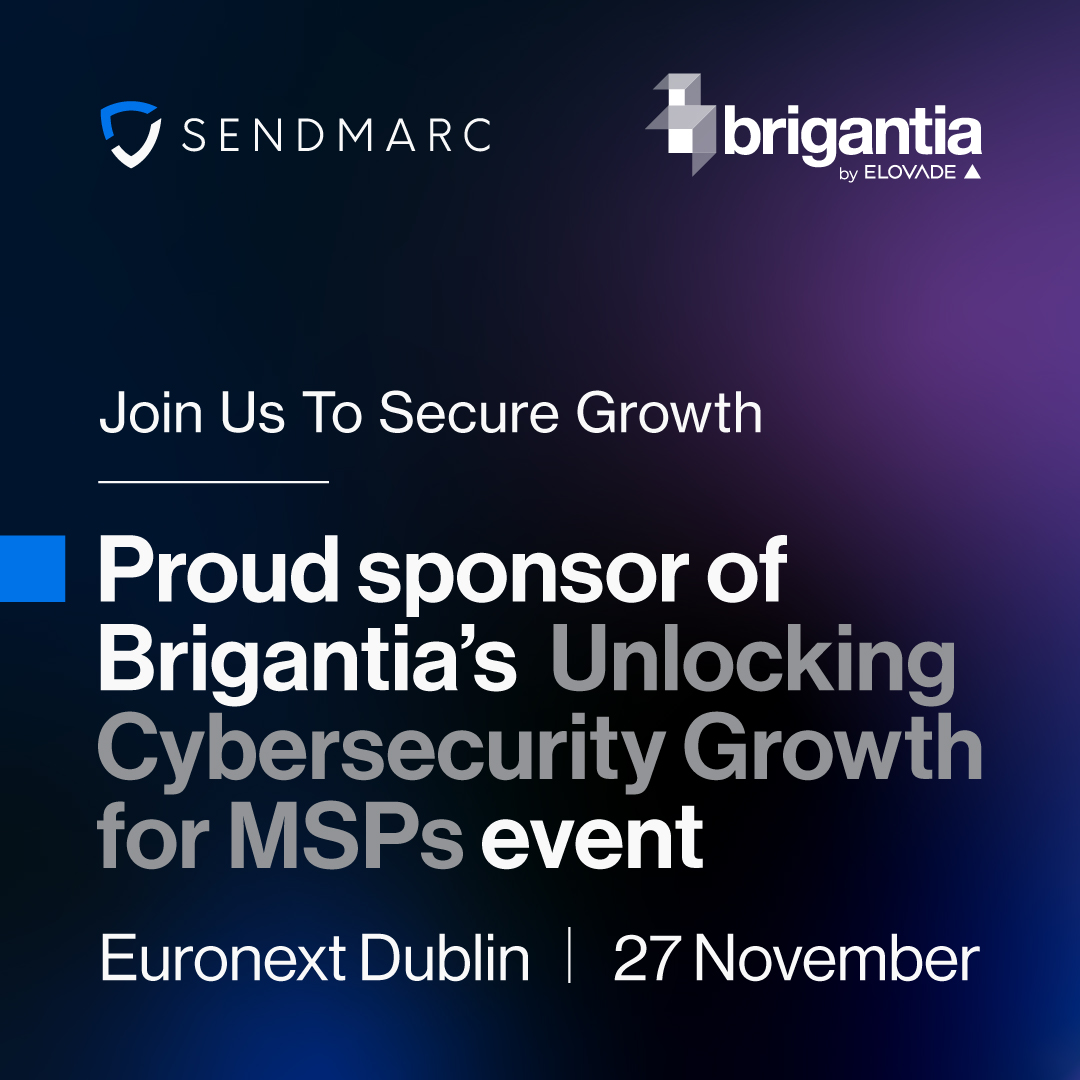 Sendmarc's tweet image. We’re proud sponsors of Brigantia&apos;s “Unlocking Cybersecurity Growth for MSPs” event. Hear Sendmarc’s Stephen van der Merwe share how DMARC drives MSP success – insights you don’t want to miss! 

Register: eu1.hubs.ly/H0pv2qM0 
 
#MSP #DMARC