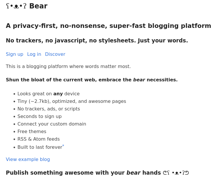 On ne peut que soutenir cette initiative chez Bearstech
bearblog.dev