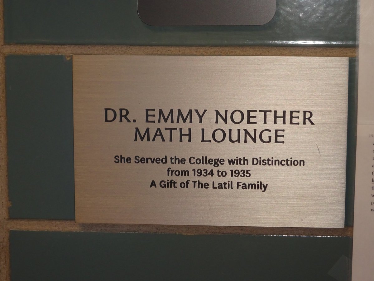 phalpern's tweet image. Tributes at Bryn Mawr College to the brilliant mathematician Emmy Noether, who spent her final years there.

Noether revolutionized the methods of modern physics by identifying continuous symmetry groups with conservation laws.

The third image is her grave marker. 

#Mathematics
