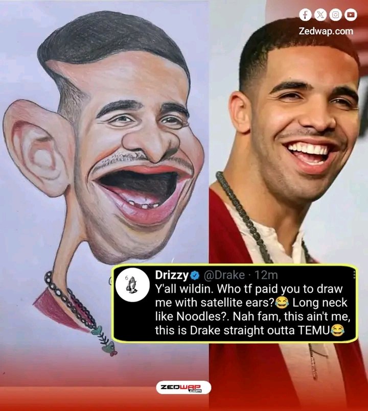 Drake Reacts to a sketch of him 😭😂
Imagine drake with three teeth 🤣🤣