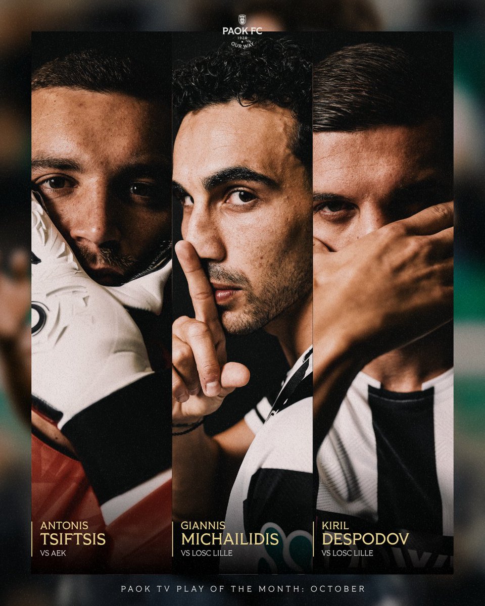 PAOK_FC's tweet image. Τρεις υποψήφιοι για το PAOKTV #PlayOfTheMonth, ένα το βραβείο. 

Μπείτε στο link παρακάτω και πάμε να βρούμε την κορυφαία ενέργεια του Οκτωβρίου.

🔗paokfc.gr/nea/20251112-p…

#poll #October #PAOK
