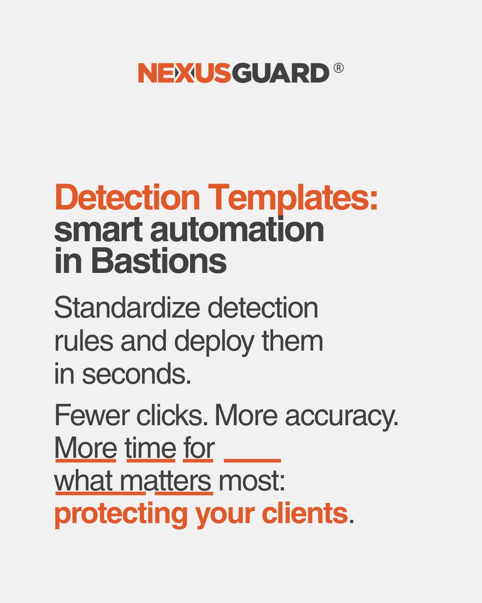 Nexusguard's tweet image. Fewer Clicks. More Efficiency.

With Nexusguard Bastions Detection Templates, your team saves time and builds confidence to focus on what truly matters: protecting your clients.

⚙️Simplify operations today.
Read more: nexusguard.com/blog/cut-the-c…

#Cybersecurity #DDoSProtection…