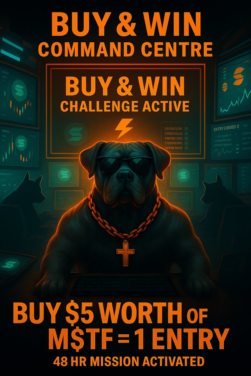 oojje's tweet image. DOGHOUSE COMMAND CENTRE ONLINE ⚔️
🚨 BUY &amp;amp; WIN CHALLENGE 🚨

💸 3 WINNERS - $50 SOL EACH
🧾 Every $5 M$TF = 1 ENTRY
⏱ 48 HR MISSION ACTIVE

🐾 Stack buys. Stack entries. Build the fortress.
🔗 BUY HERE: jup.ag/tokens/Cq5NZrj…

#MSTF #Solana #BuyAndWin #Doghouse #Giveaway