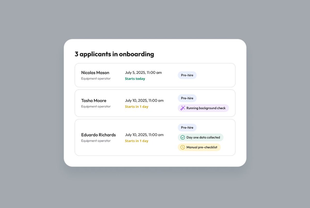 TeamEngine_IO's tweet photo. Too much of day one is lost to paperwork.

@TeamEngine’s new AI Onboarding Assistant fixes that:

📲 Text-based I-9 &amp; W-4 before day one
🌎 Communicates in the new hire’s language
✅ Keeps HR compliant &amp; focused on people, not paperwork

More: https://t.co/i3teuRjoBh

#HRTech https://t.co/eeGa5QBw85