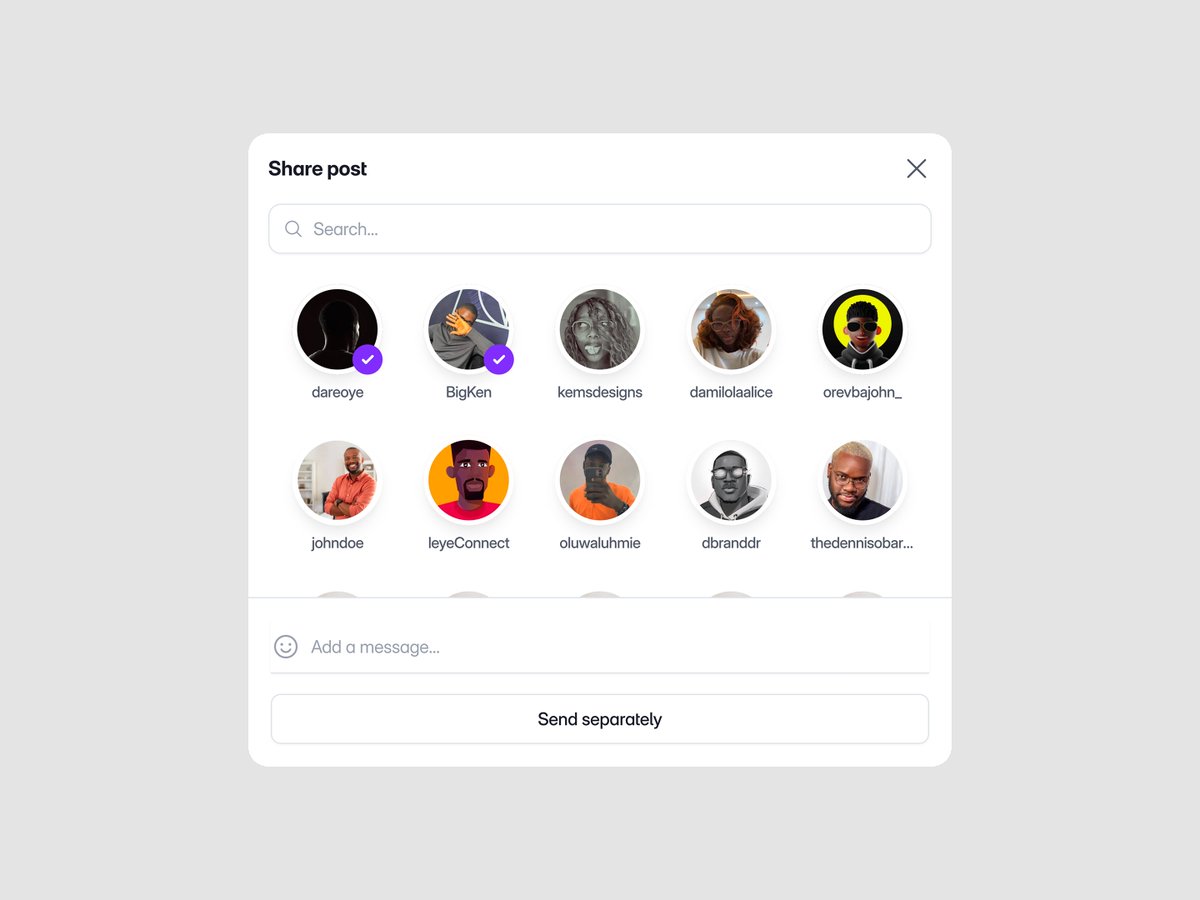 Oluwaseun_FJ's tweet image. design and interaction for sharing a post. 

Done on @framer 

Tag who you can see.